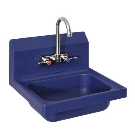 BK RESOURCES IONTM Blue Antimicrobial Hand Sink w/Faucet, 2 Holes 14Ó x 10Ó x 5Ó APHS-W1410-BE